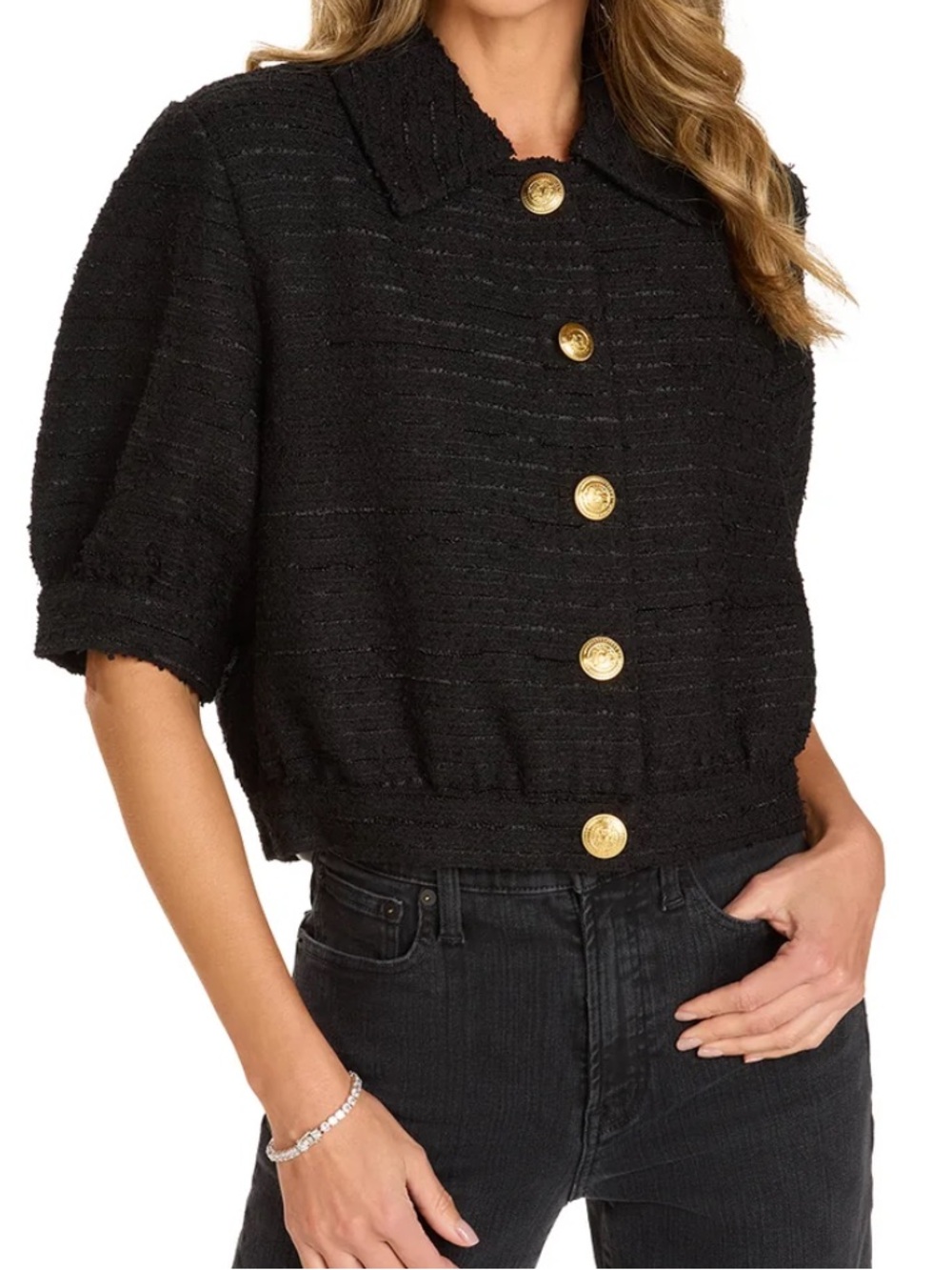 Trish Scully Janelle Cropped Tweed Jacket L